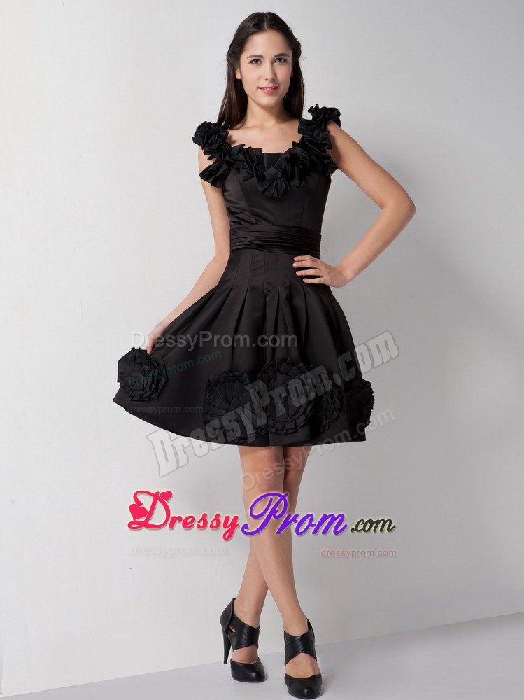 Hollywood CA V-neck Flowery Mini Length Prom Little Black Dress