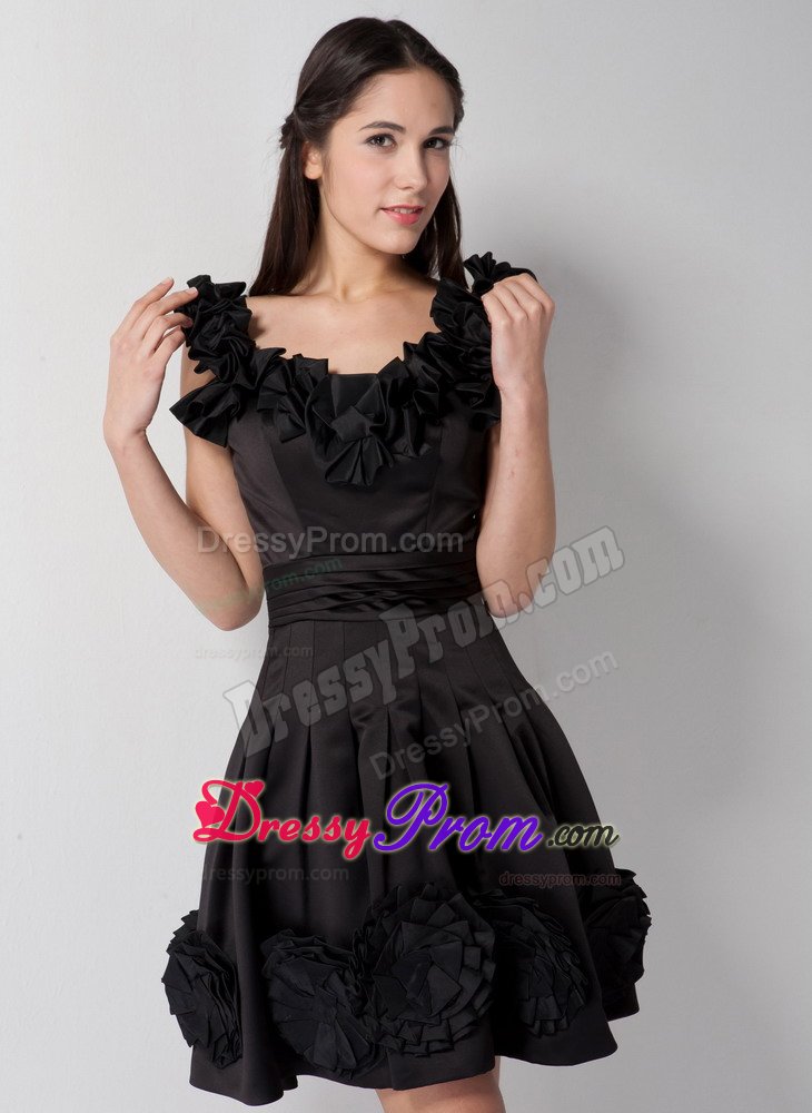Hollywood CA V-neck Flowery Mini Length Prom Little Black Dress