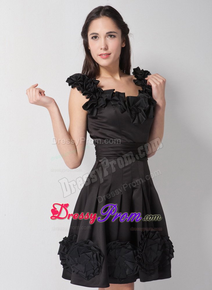 Hollywood CA V-neck Flowery Mini Length Prom Little Black Dress