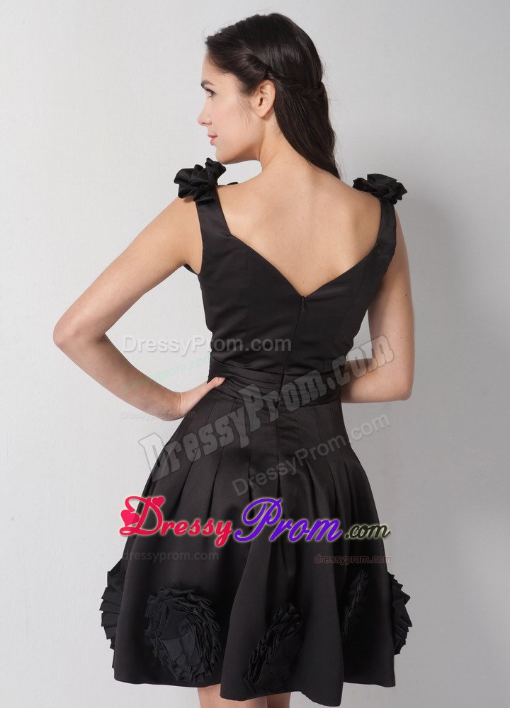 Hollywood CA V-neck Flowery Mini Length Prom Little Black Dress