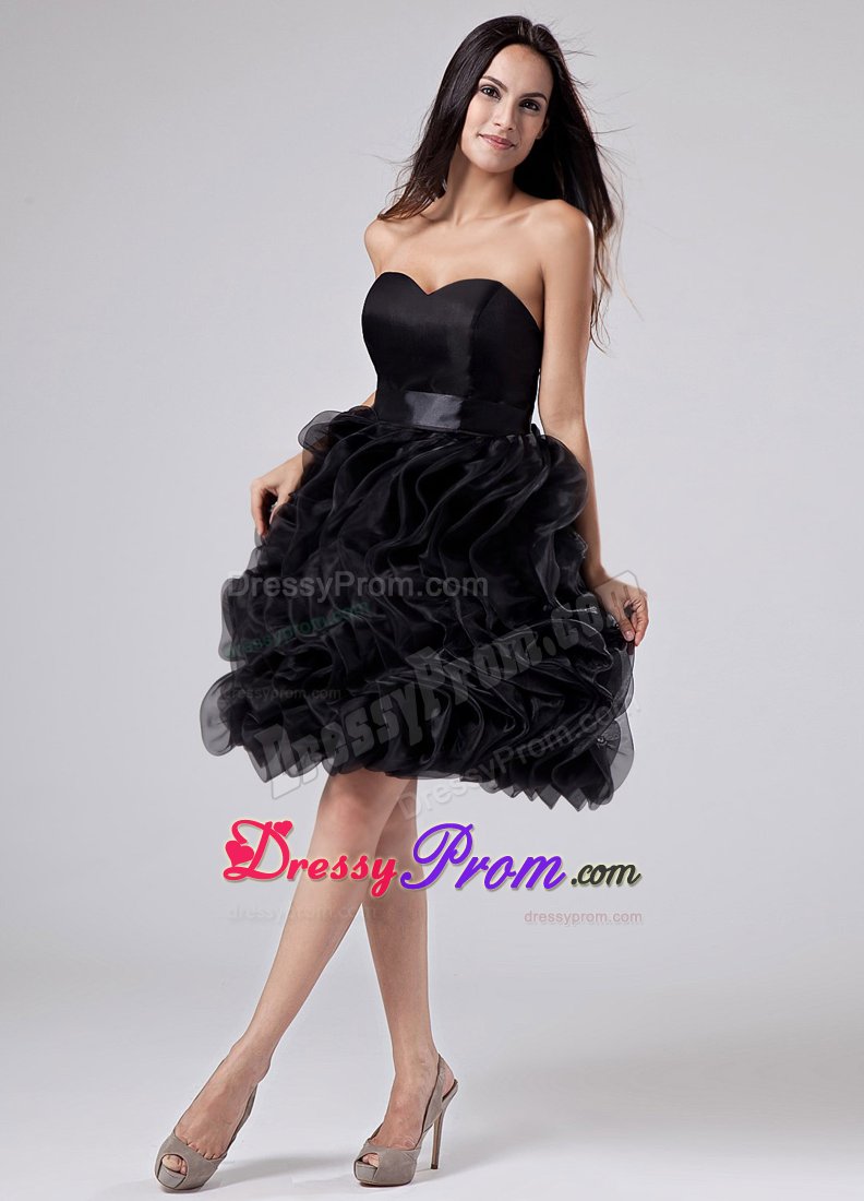 Sweetheart Organza Puffy Ruffles Sash Prom Little Black Dresses