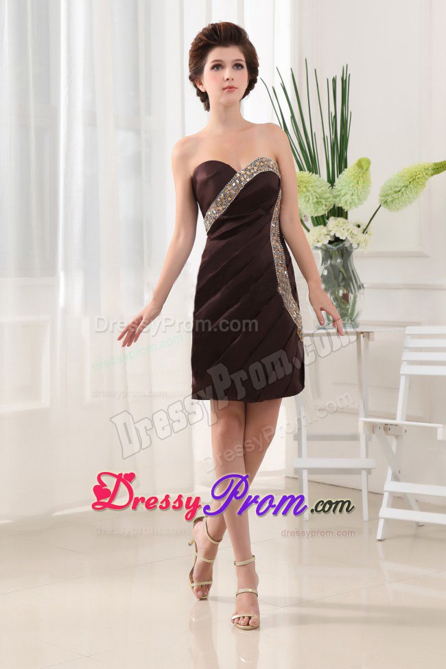 2014 Brown Mini-length Beaded Prom Cocktail Dress for Ladies