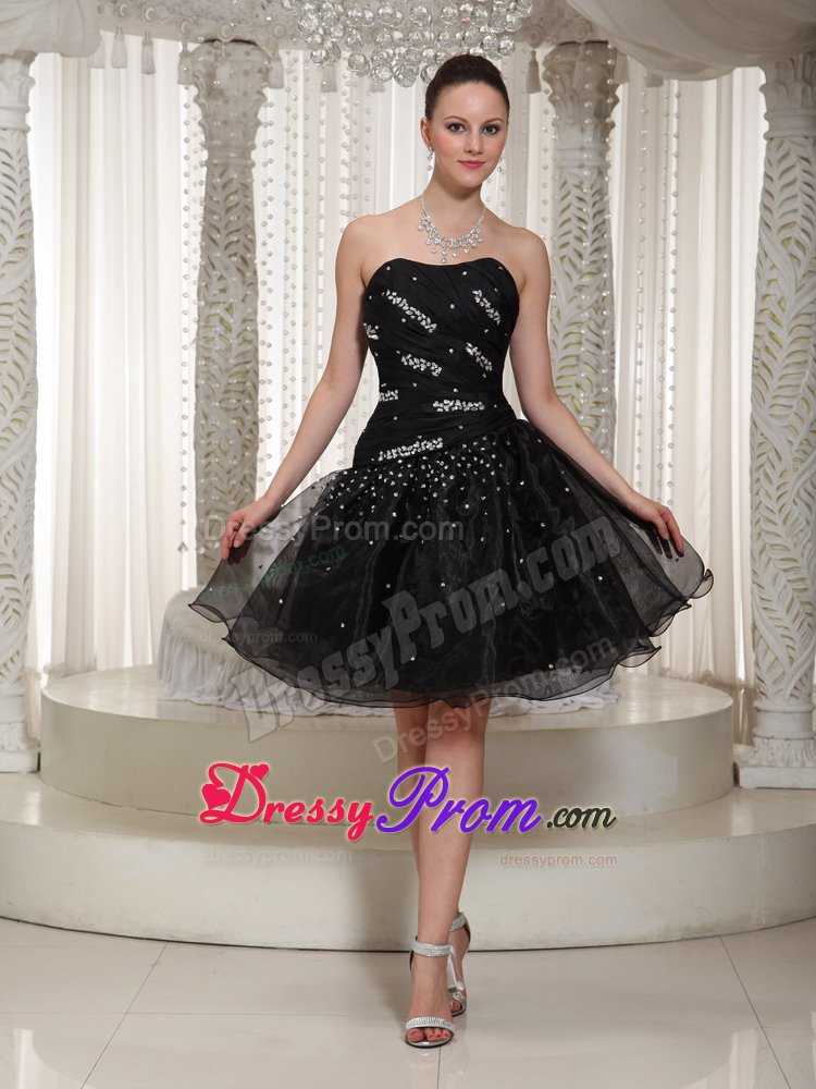 2014 Cheap Organza Beaded Little Black Dress in The Mainstream
