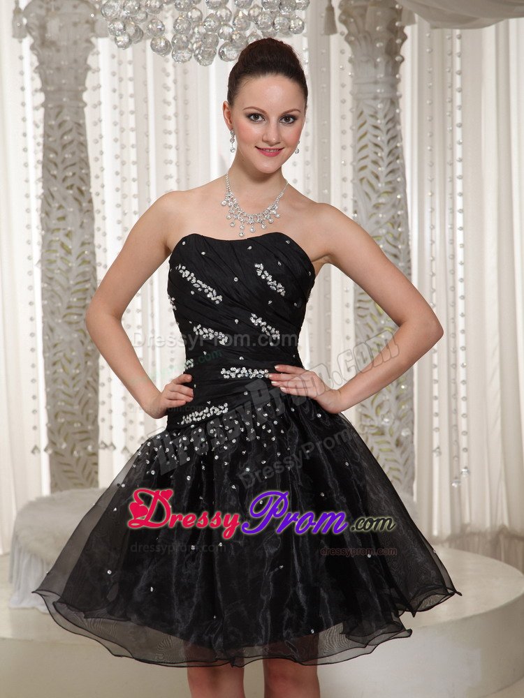 2014 Cheap Organza Beaded Little Black Dress in The Mainstream