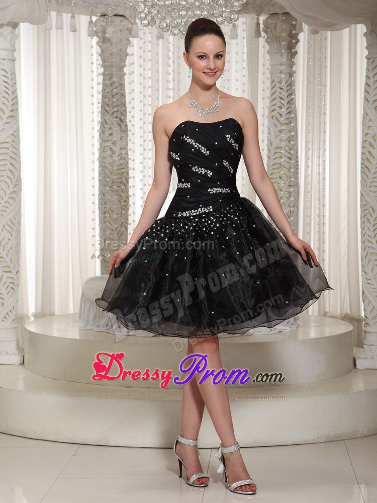 2014 Cheap Organza Beaded Little Black Dress in The Mainstream