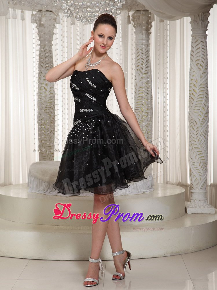 2014 Cheap Organza Beaded Little Black Dress in The Mainstream