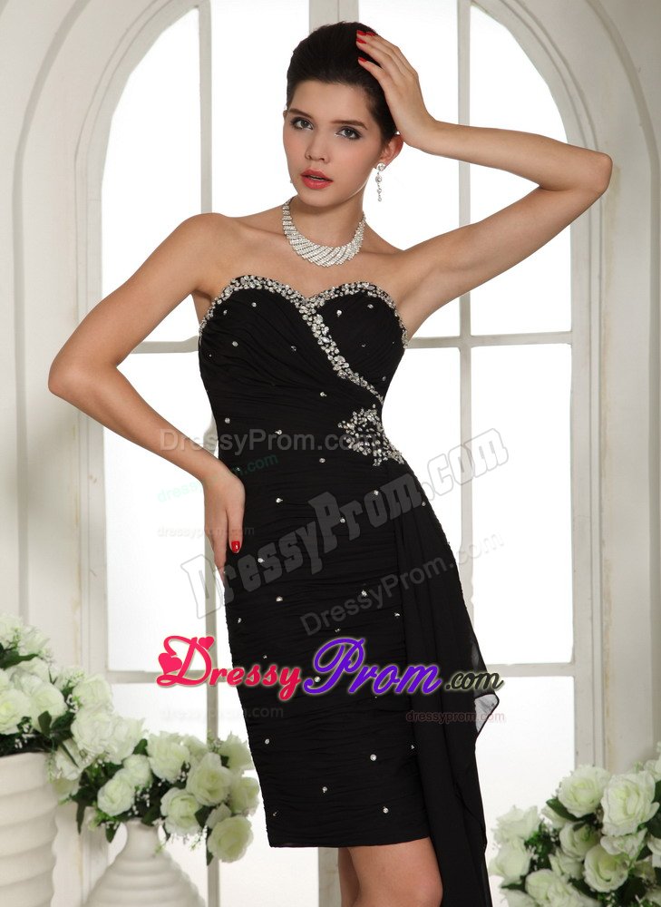 New Arrival Chiffon Sweetheart Beaded Little Black Cocktail Dress