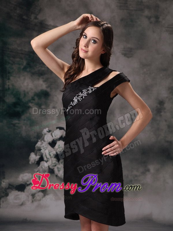 Unique Satin One Shoulder Beaded LBD Dresses for Wholesale