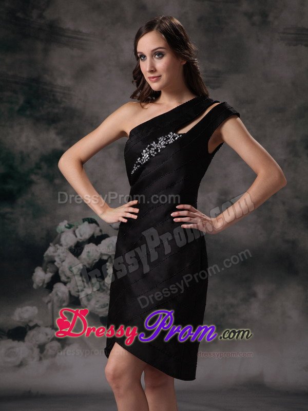 Unique Satin One Shoulder Beaded LBD Dresses for Wholesale