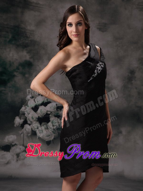 Unique Satin One Shoulder Beaded LBD Dresses for Wholesale