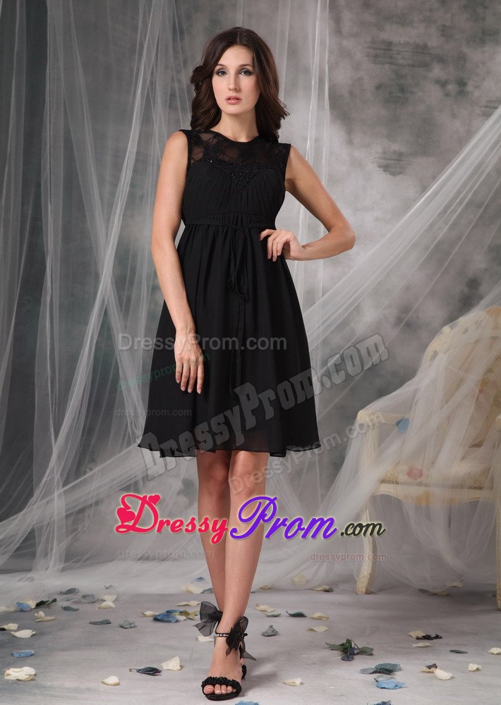 Simple Style Chiffon Knee-length Little Black Dress for Nightclub