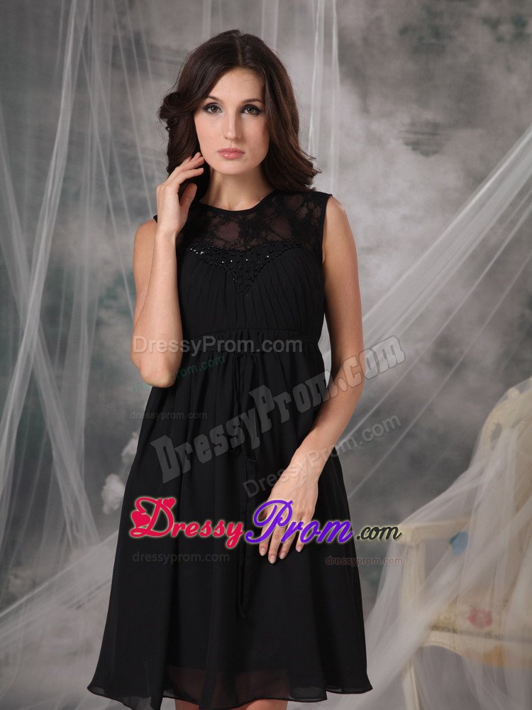 Simple Style Chiffon Knee-length Little Black Dress for Nightclub