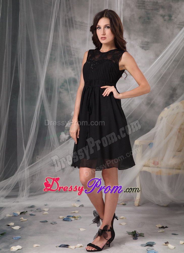 Simple Style Chiffon Knee-length Little Black Dress for Nightclub