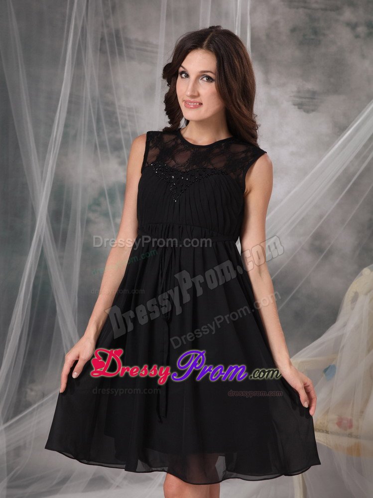 Simple Style Chiffon Knee-length Little Black Dress for Nightclub