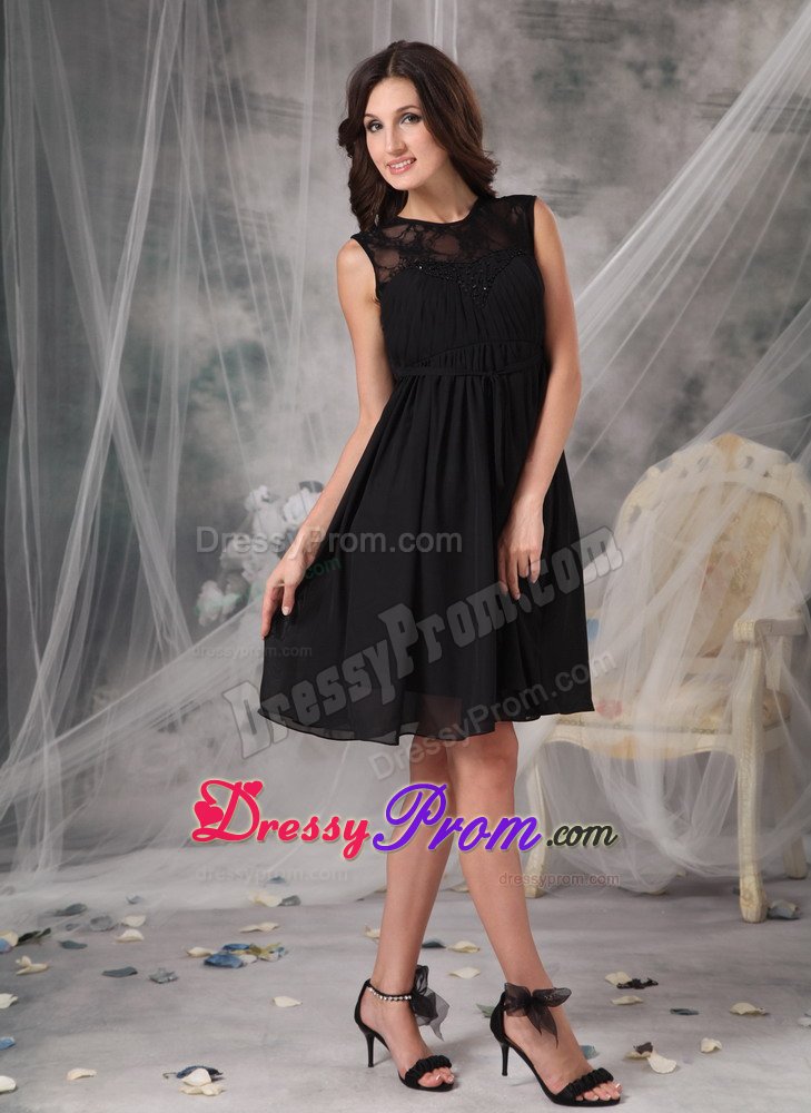 Simple Style Chiffon Knee-length Little Black Dress for Nightclub