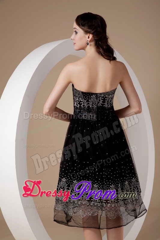 Organza Tea-Length Embroidery Massachusetts Little Black Dress