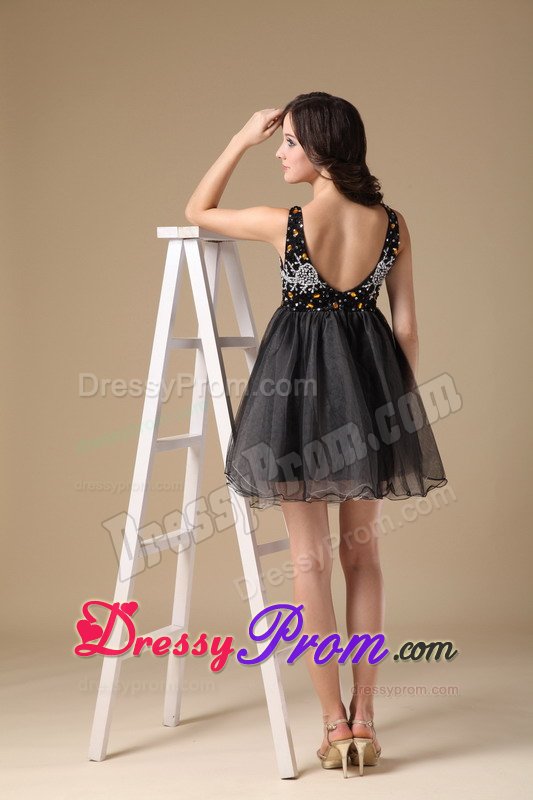 2013 New Organza Straps Zipper-Up Little Black Dress for Juniors