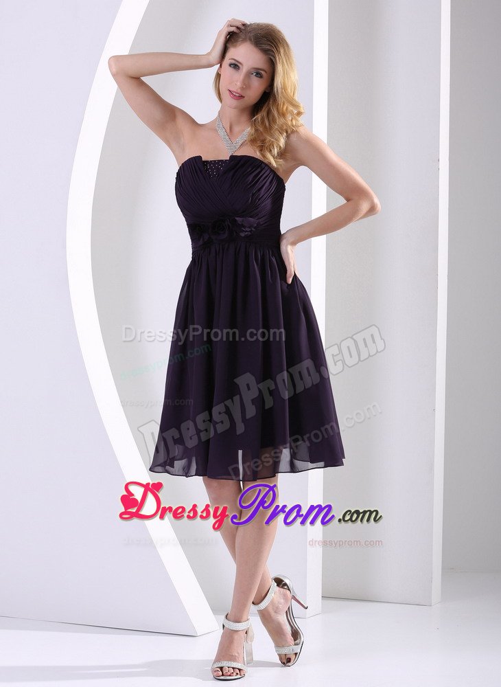 Ruched Knee-Length Strapless Black Evening Dresses in Maryland
