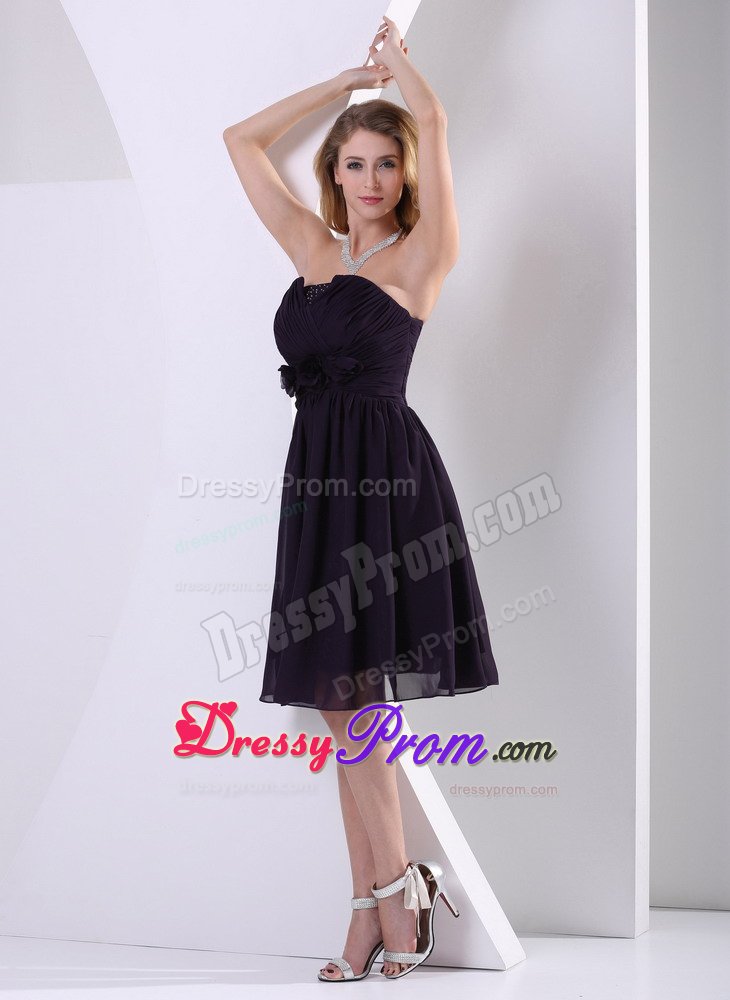 Ruched Knee-Length Strapless Black Evening Dresses in Maryland