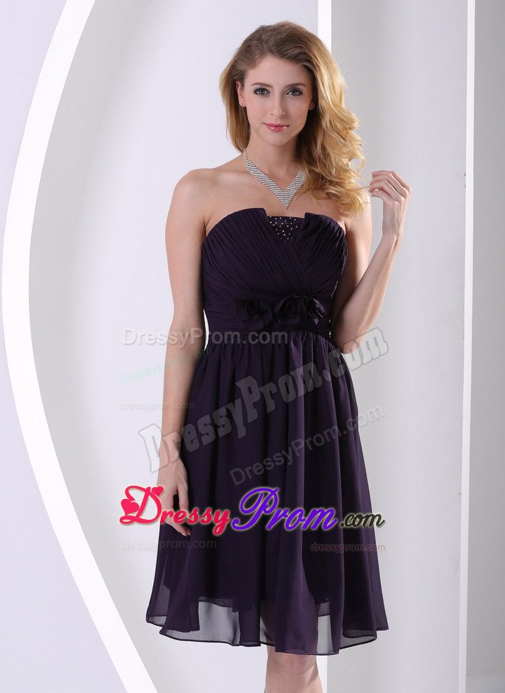 Ruched Knee-Length Strapless Black Evening Dresses in Maryland