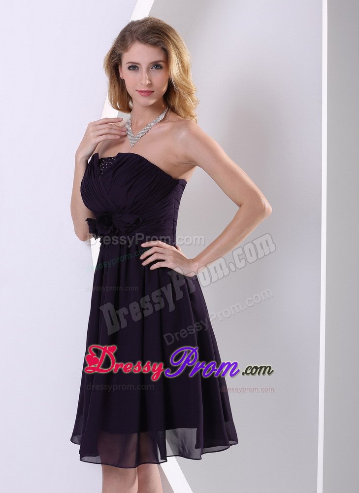 Ruched Knee-Length Strapless Black Evening Dresses in Maryland