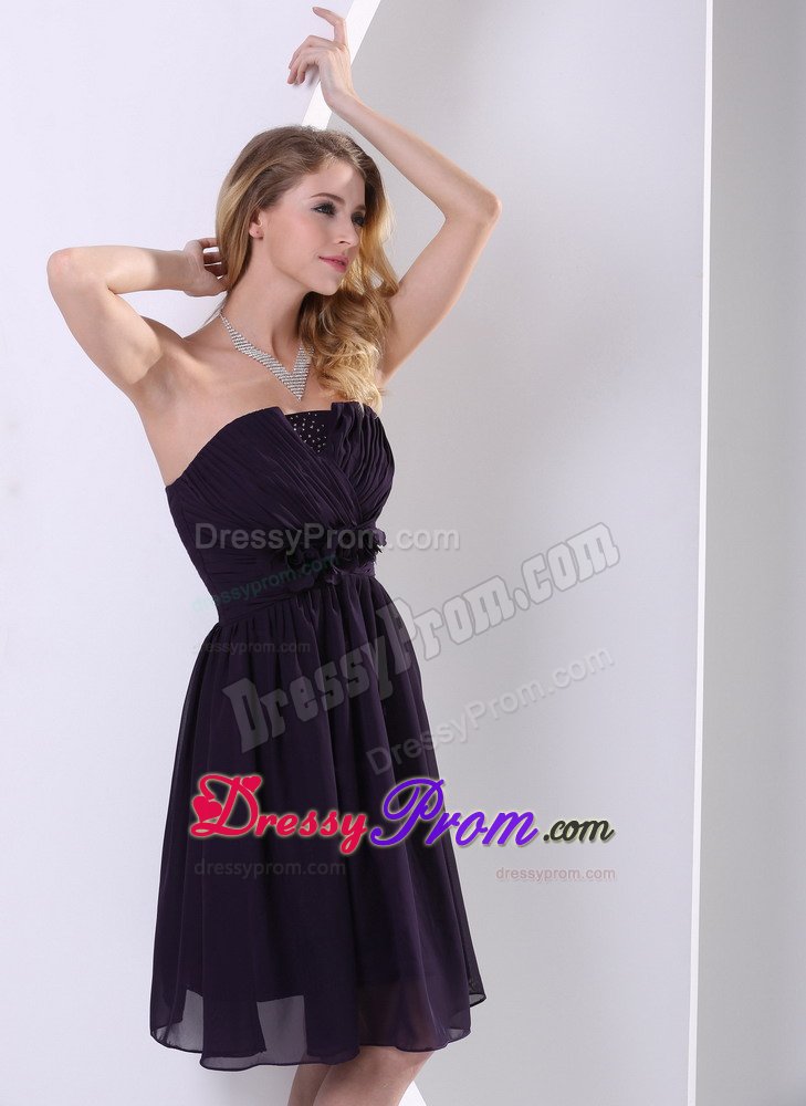 Ruched Knee-Length Strapless Black Evening Dresses in Maryland