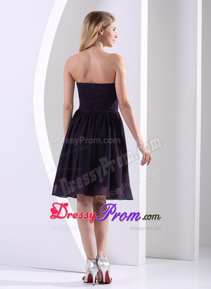 Ruched Knee-Length Strapless Black Evening Dresses in Maryland