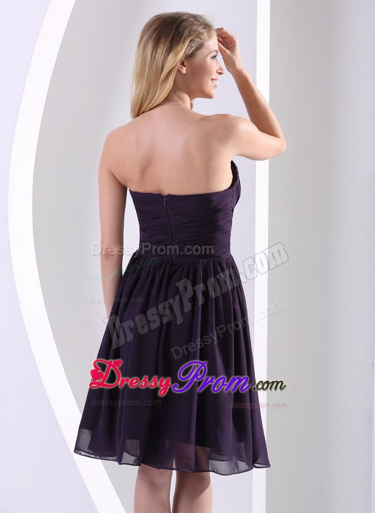 Ruched Knee-Length Strapless Black Evening Dresses in Maryland