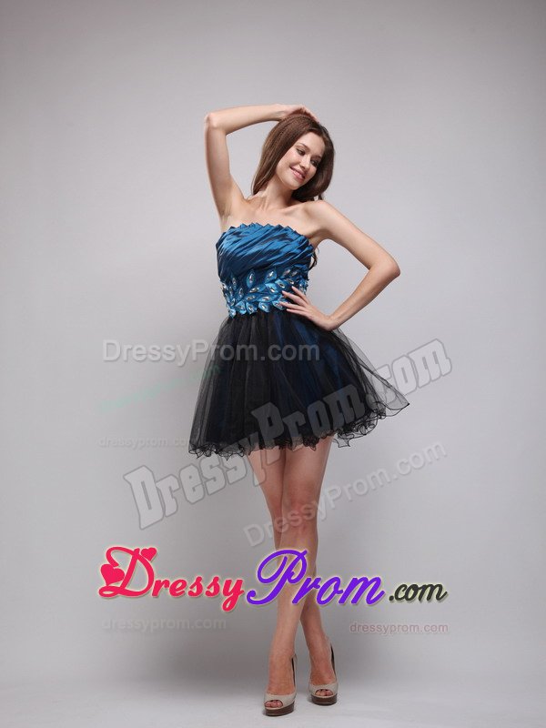 2013 Low Price Little Black Dress with Rhinestones And Appliques