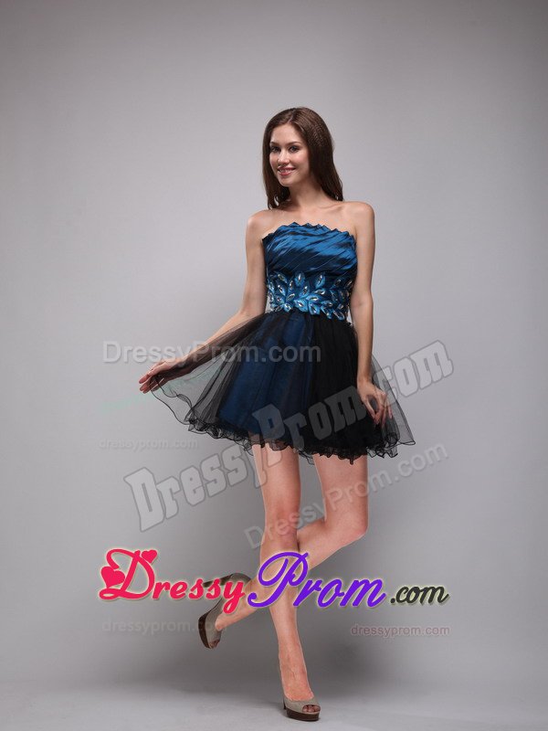 2013 Low Price Little Black Dress with Rhinestones And Appliques