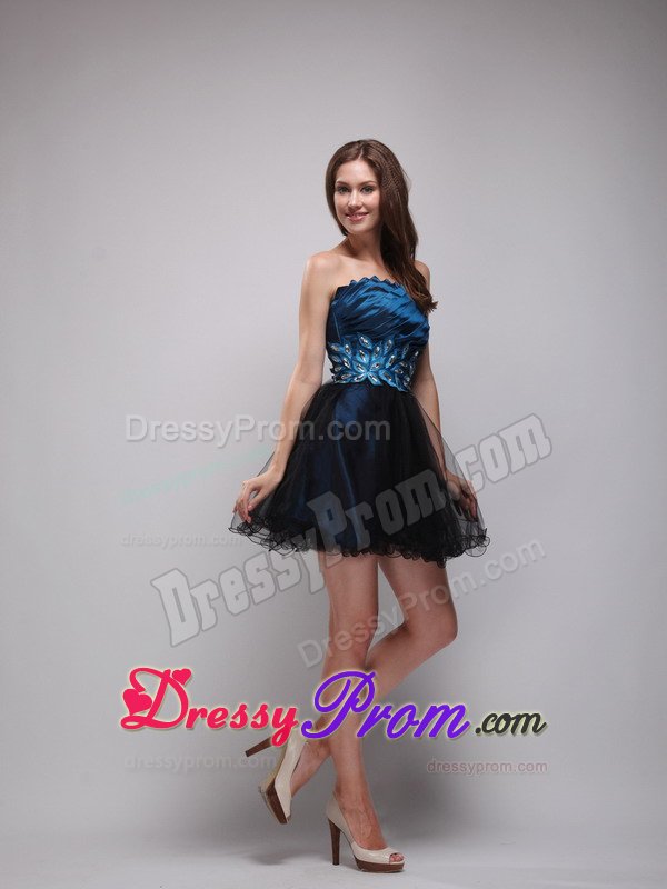 2013 Low Price Little Black Dress with Rhinestones And Appliques