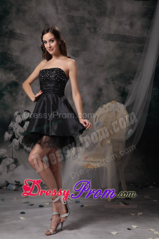 Eye Catching Strapless Puffy Beaded Little Black Dress Summer