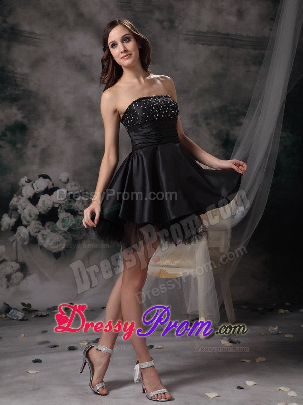 Eye Catching Strapless Puffy Beaded Little Black Dress Summer