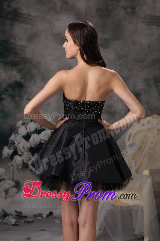 Eye Catching Strapless Puffy Beaded Little Black Dress Summer