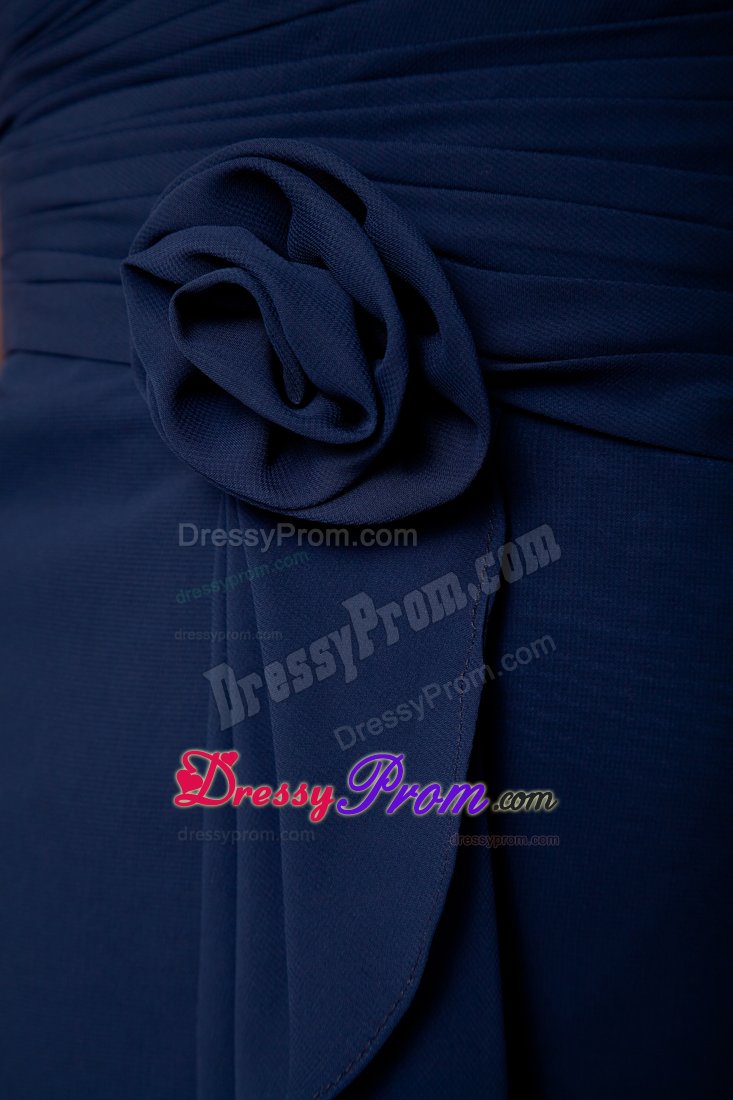 Empire Sweetheart Handmade Flower Navy Blue Prom Dress