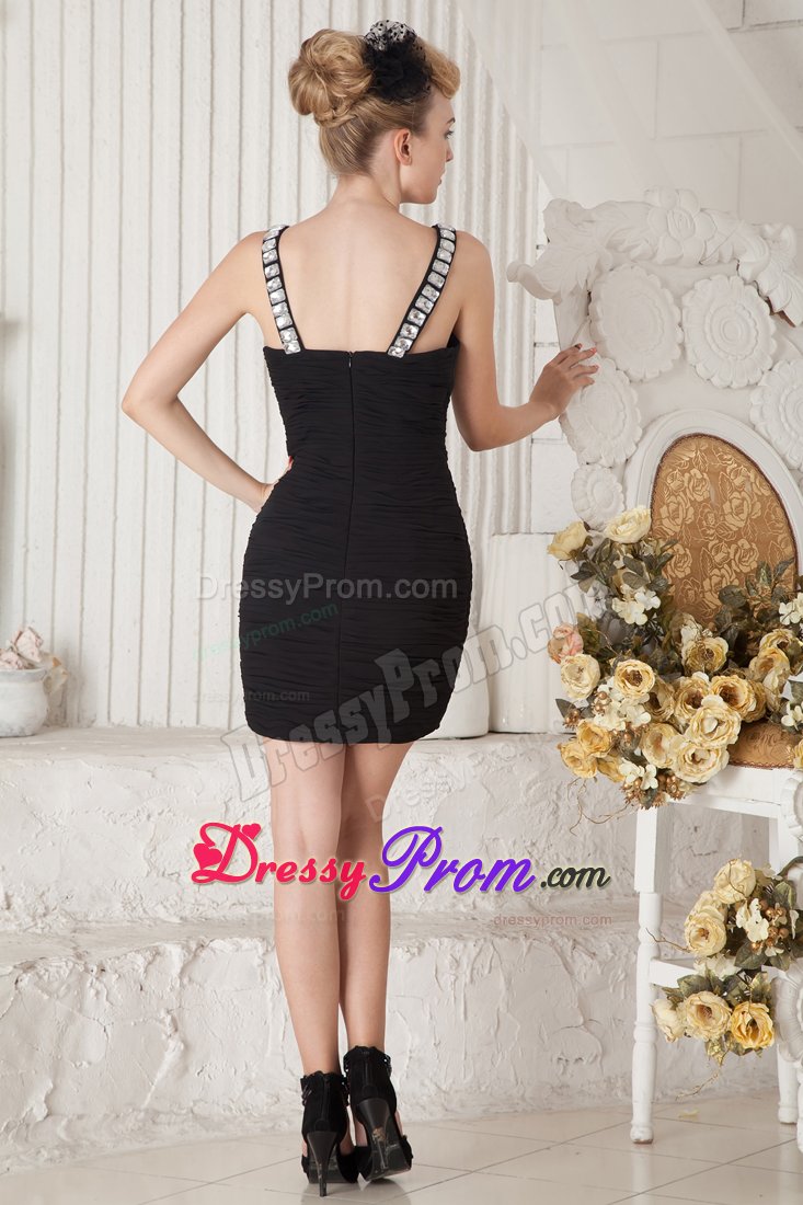 Popular Chiffon Straps Beaded Black Evening Dresses in Louisiana