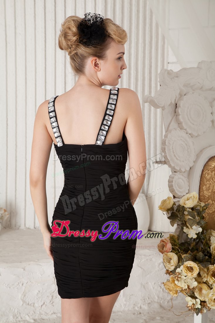 Popular Chiffon Straps Beaded Black Evening Dresses in Louisiana