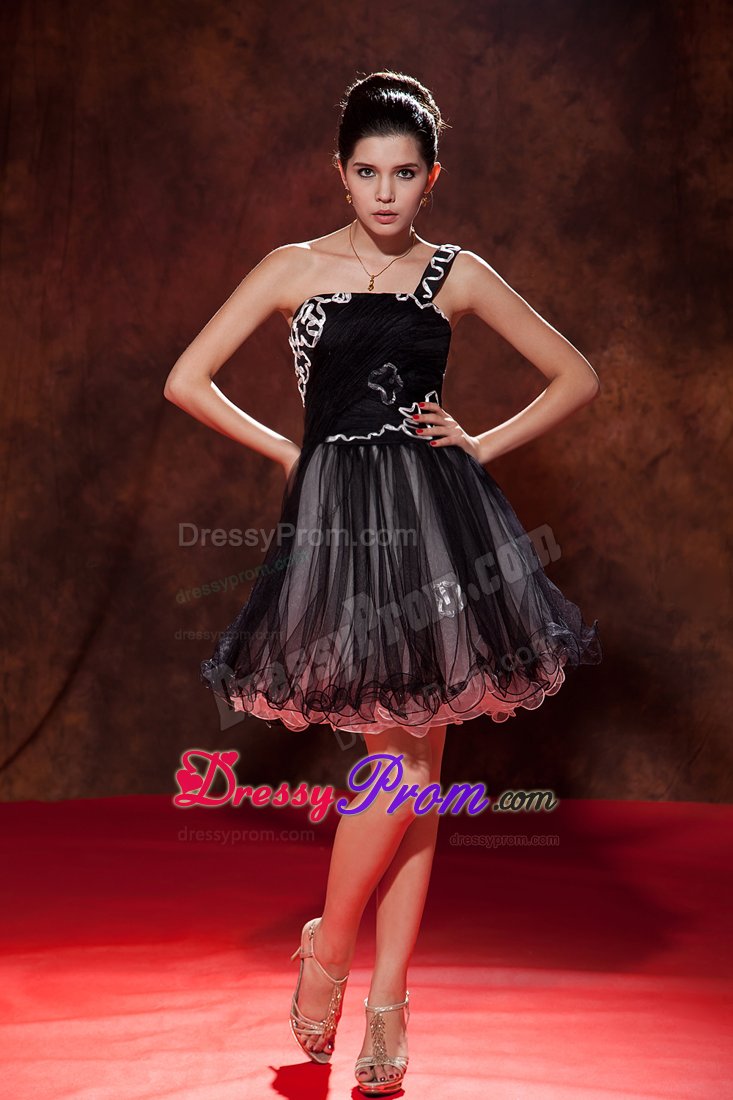 One Shoulder Little Black Dress with Flounced Hem in Georgia