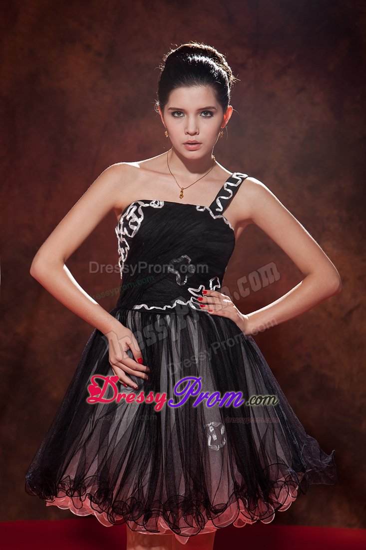 One Shoulder Little Black Dress with Flounced Hem in Georgia