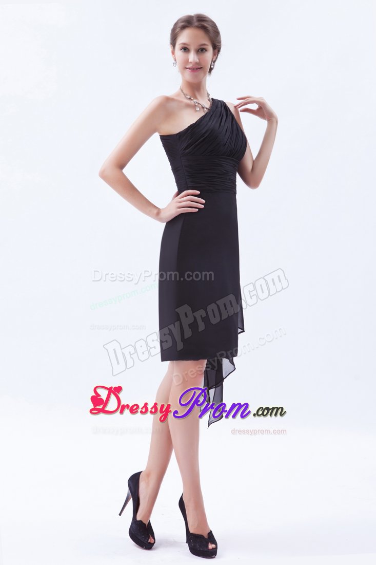 Column One Shoulder Watteau Train LBD Dress for 2013 Summer