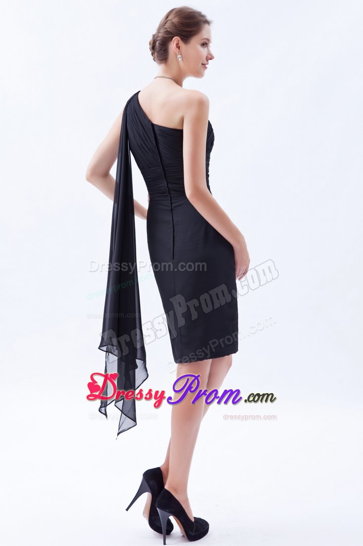 Column One Shoulder Watteau Train LBD Dress for 2013 Summer