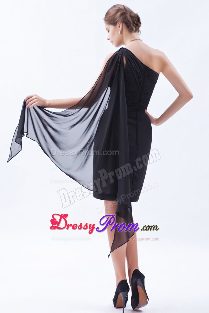Column One Shoulder Watteau Train LBD Dress for 2013 Summer