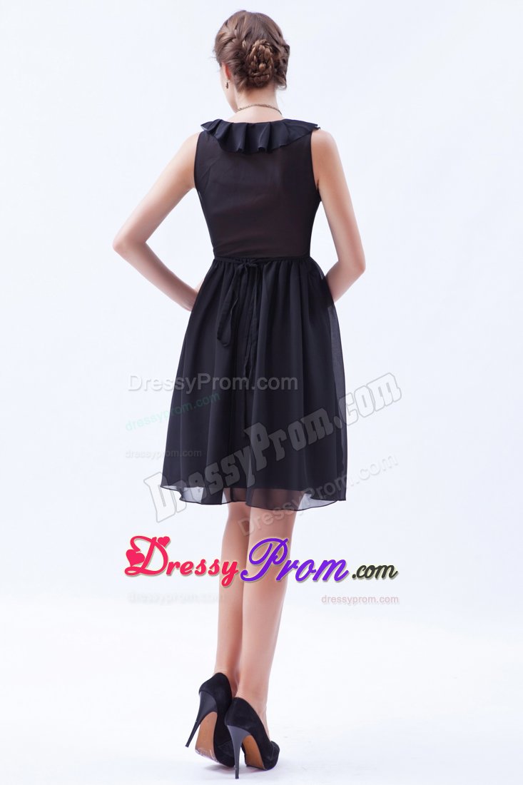 2014 Fast Shipping Empire V-Neck Black Party Dress Zipper-Up