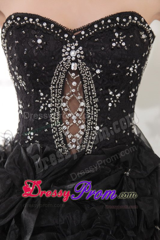 Sexy Sweetheart Beaded Ruffled Little Black Dresses for Nightclub