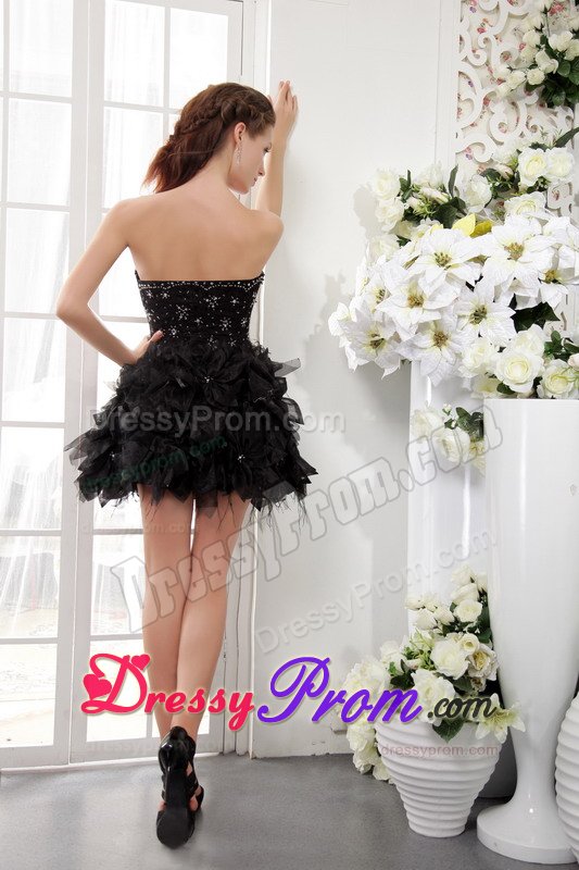 Sexy Sweetheart Beaded Ruffled Little Black Dresses for Nightclub