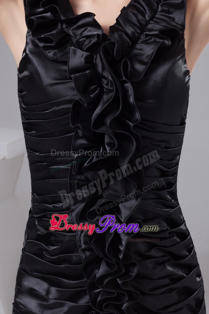 v-Neck Ruffled Ruched Little Black Dresses in the Mainstream