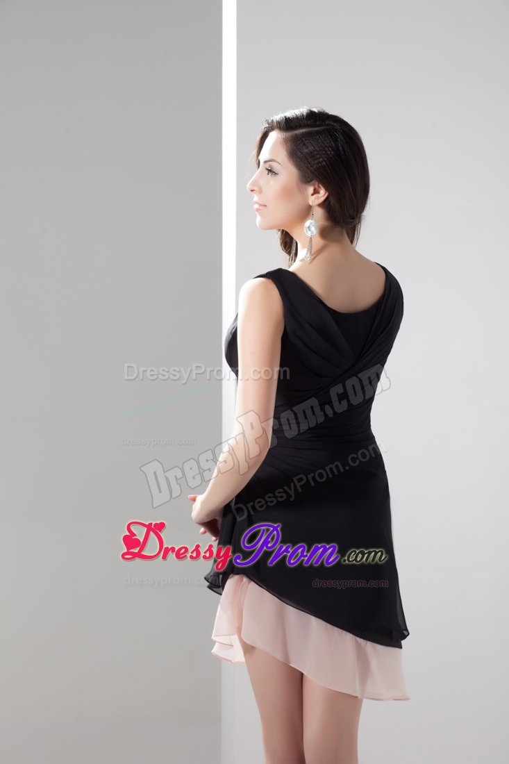 Scoop Neck Asymmetrical Hem Little Black Dress Side Zipper