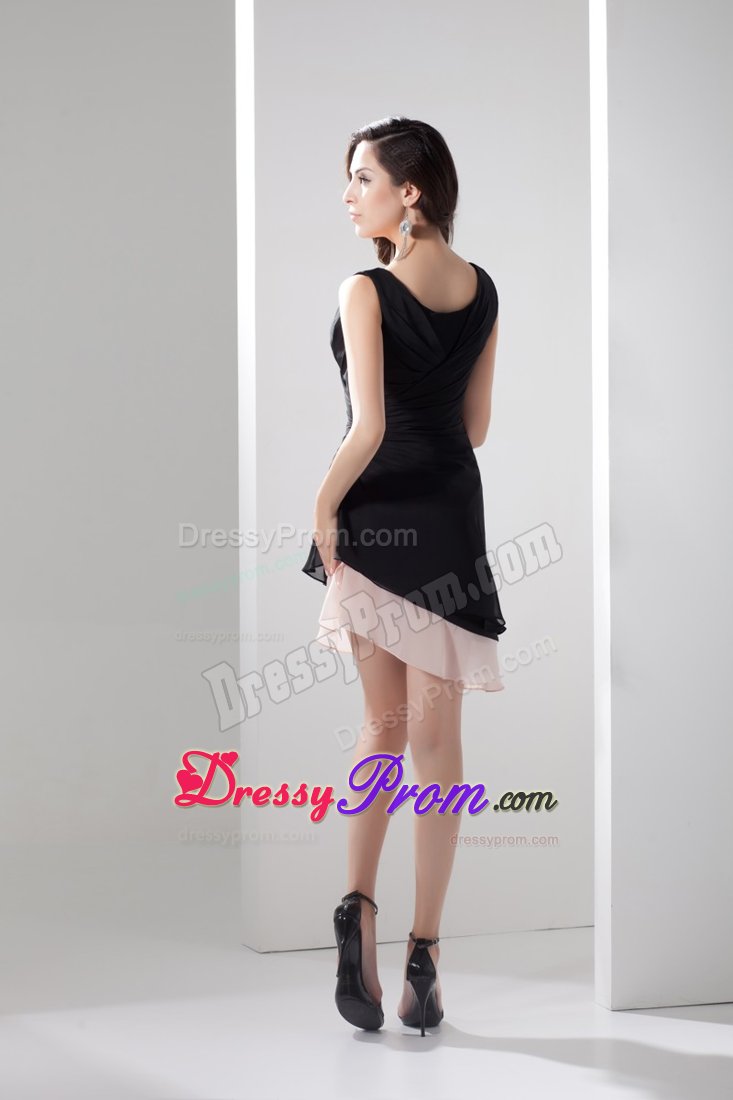 Scoop Neck Asymmetrical Hem Little Black Dress Side Zipper