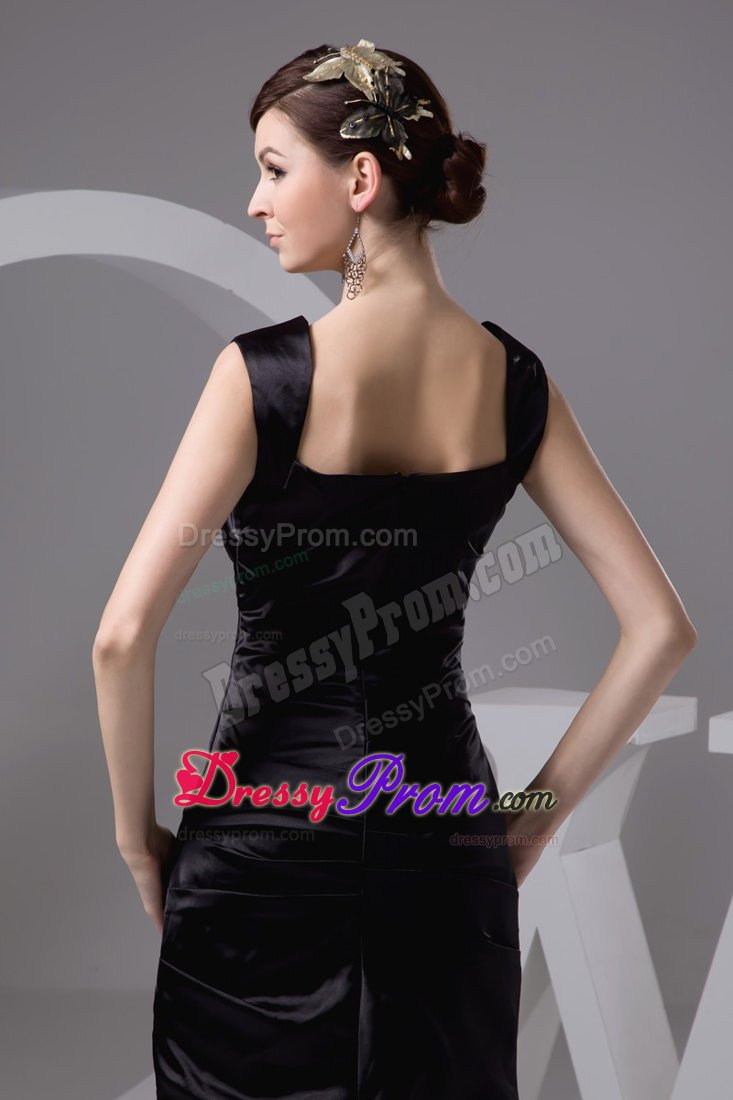 New Style Taffeta Square Neck Sleeveless Ruched LBD Dress