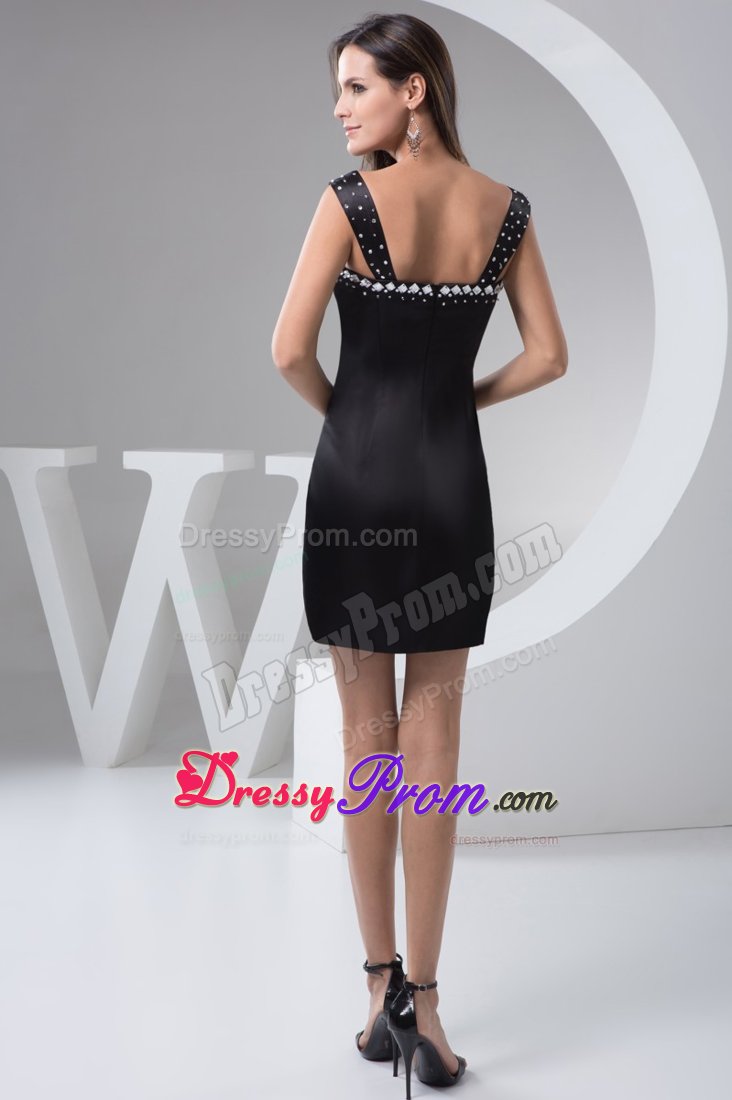 Off-the-shoulder Beaded Satin Little Black Dresses for Cocktail